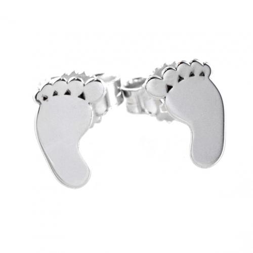 Orecchini a forma di piedino di bambino in oro bianco 