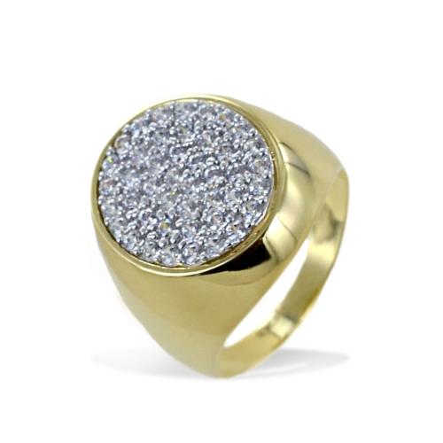 anello chevalier da donna in oro giallo con zirconi