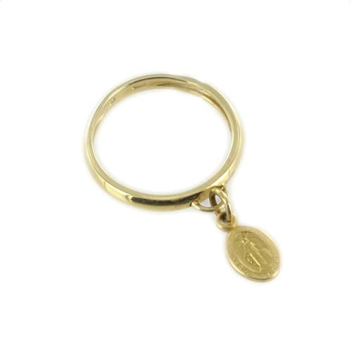anello con charm madonna miracolosa in oro giallo