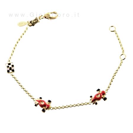 Bracciale da bambino in oro giallo e smalti formula1