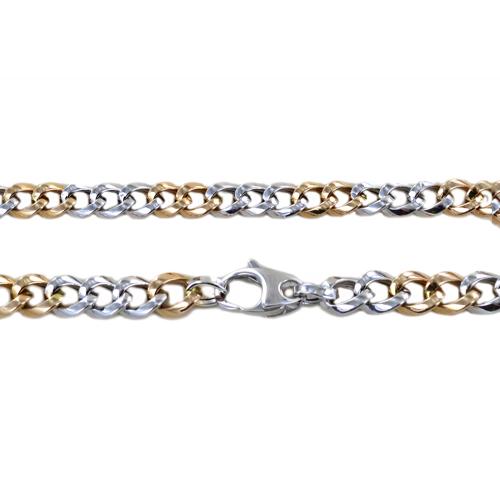 catena unisex groumette in oro bianco e rosa da 45 cm