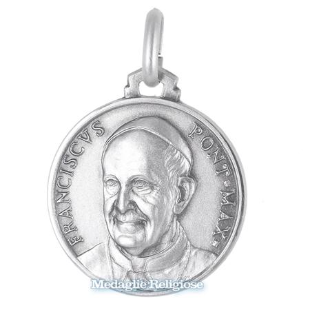 medaglia religiosa in argento papa francesco 18 mm