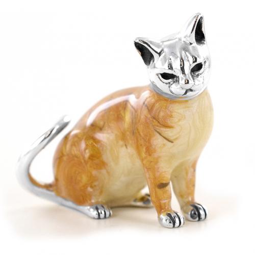 Piccolo Soprammobile Gatto in Argento e Smalto