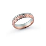 Fede Nuziale Orsini oro 9KT bianco e rosa con diamante FE396 - gallery