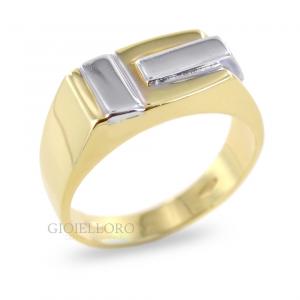 ANELLO DA UOMO IN ORO GIALLO E BIANCO - gallery