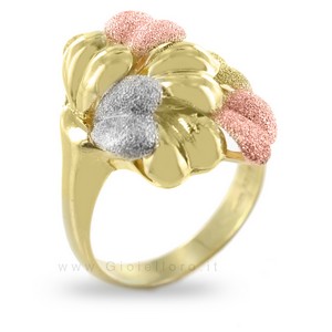 Anello Classico in oro giallo bianco e rosa - gallery