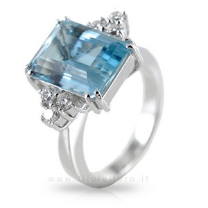 Anello Fantasia con Acquamarina e Diamanti - gallery