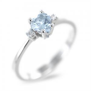 Anello con Acquamarina Cuore e diamanti - gallery