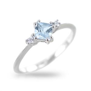 Anello con Acquamarina Princess e diamanti - gallery