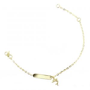 BRACCIALE DA BAMBINA CON CHARM DELFINO IN ORO 9 KT - TARGHETTA - gallery