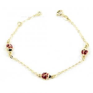 Bracciale da bambina in oro 9 kt con coccinelle - gallery