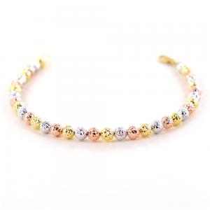 Bracciale in oro giallo rosa e bianco a sfere grandi sfaccettate - Oreficeria Vicentina - gallery