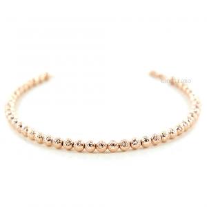 Bracciale in oro rosa a sfere medie sfaccettate 4 mm - Oreficeria Aretina - gallery