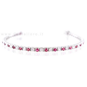 Bracciale Tennis alternato Diamanti e Rubini - Tennis Colore