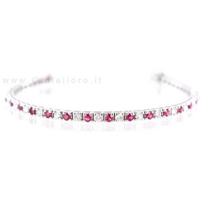 Bracciale Tennis alternato Diamanti e Rubini - Tennis Colore - gallery