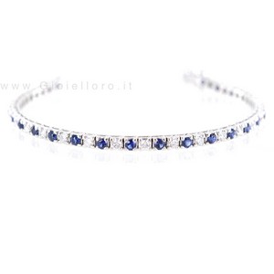 Bracciale Tennis alternato Diamanti e Zaffiri - Tennis Colore - gallery