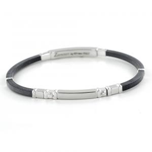 Bracciale Zancan da uomo in argento e caucciu' ESB029B-N - gallery