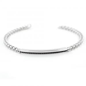 Bracciale Zancan da uomo in argento e spinelli neri EXB729