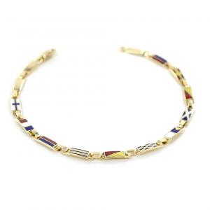 Bracciale con Bandiere Nautiche in oro giallo e smalto Arcadia - gallery