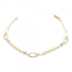 Bracciale da bambina in oro giallo e bianco Cuori