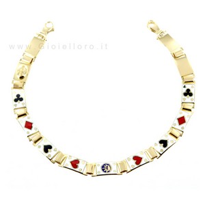 Bracciale in oro giallo Poker con smalti - Bracciale Gioco