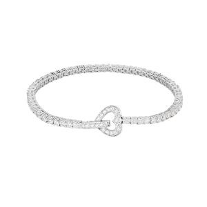 Bracciale tennis cuore in argento con zirconi - gallery