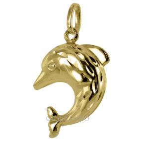 Ciondolo Delfino double face in oro giallo 18 kt