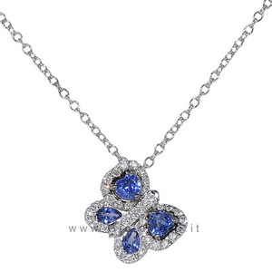 Collana Farfalla con diamanti e zaffiri  - gallery