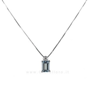 Collana con Ciondolo Acquamarina e Diamante collezione Ingrid - gallery