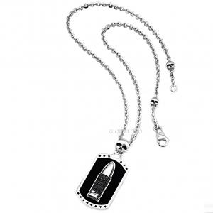 Collana con ciondolo Dogtag con proiettile e teschio Zancan collezione Legittima Difesa EXC331