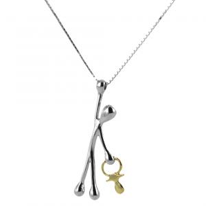 Collana con ciondolo Pensieri Felici in argento con ciuccio in oro GS1029 - gallery