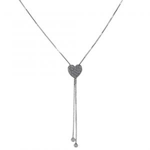 Collana con pendente Salvini cuore modello saliscendi con diamanti 20071359 - gallery