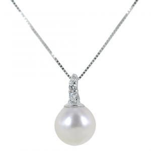 Collana con perla Akoya e diamanti - perla di diametro 8.50 - 9.00 mm - gallery