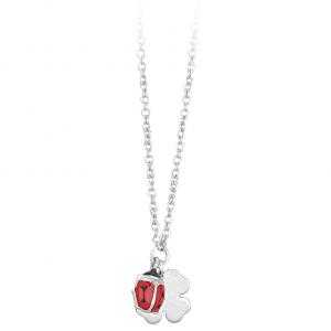 Collana da bambina in argento con ciondolo Quadrifoglio e Coccinella 553044 - gallery