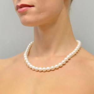 Collana filo di di Perle Acqua Dolce 9,5-10 mm AAA chiusura in argento dorato - gallery