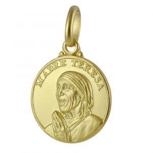 Medaglia Madre Teresa di Calcutta in oro giallo 14 mm