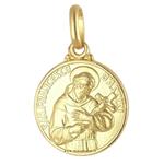 Medaglia San Francesco d'Assisi in oro giallo 16 mm