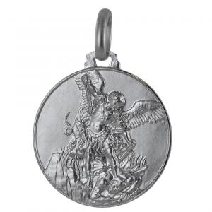 Medaglia San Michele Arcangelo in oro bianco 21 mm - gallery