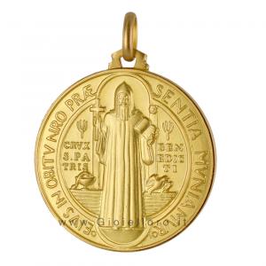 Medaglia in oro giallo Croce di San Benedetto 30 mm - gallery