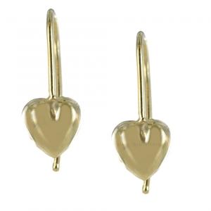 ORECCHINI DA BAMBINA IN ORO 9 KT CON PENDENTE CUORE - gallery
