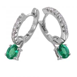 Orecchini a cerchio con pendenti Smeraldi e Diamanti - gallery