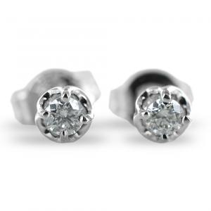 Orecchini punto luce in oro e diamanti ct 0.19 G VS - gallery