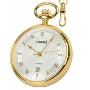 Orologio Lowell tasca colore oro giallo numeri romani LEPINE con catena  - gallery