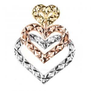 Pendente in oro bianco giallo e rosa Lorenzo Ungari modello Cuore