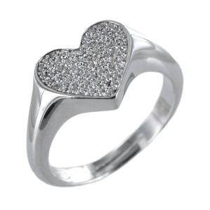 Anello a cuore in argento silver tempestato da zirconi a pave  - gallery