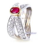 White gold ring with diamonds and ruby - gallery