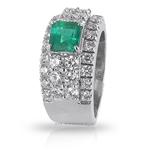 Anello a Fascia con Diamanti ct 1.24 e Smeraldo centrale ct 0.93 - gallery