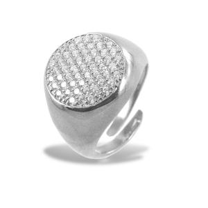 Anello Chevalier da donna con zirconi in argento rotondo silver - gallery