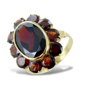 Anello classico in oro giallo con Granati - gallery