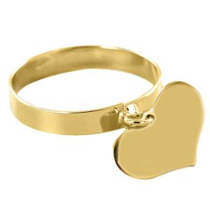 Anello con ciondolo cuore in oro giallo - gallery